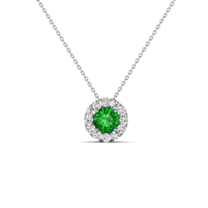 Bernice 0.47 ctw Green Garnet accented Natural Diamonds Halo Pendant 