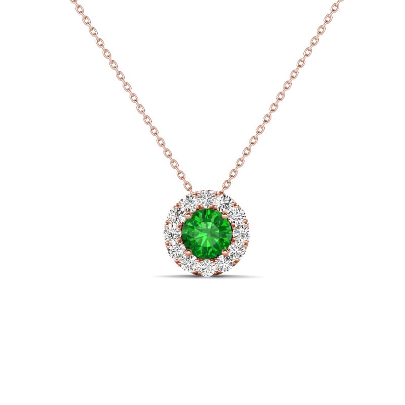 Bernice 0.47 ctw Green Garnet accented Natural Diamonds Halo Pendant 