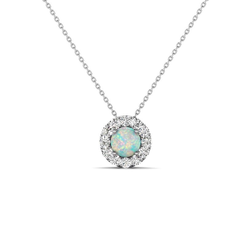 Bernice 0.38 ctw Opal accented Natural Diamonds Halo Pendant 