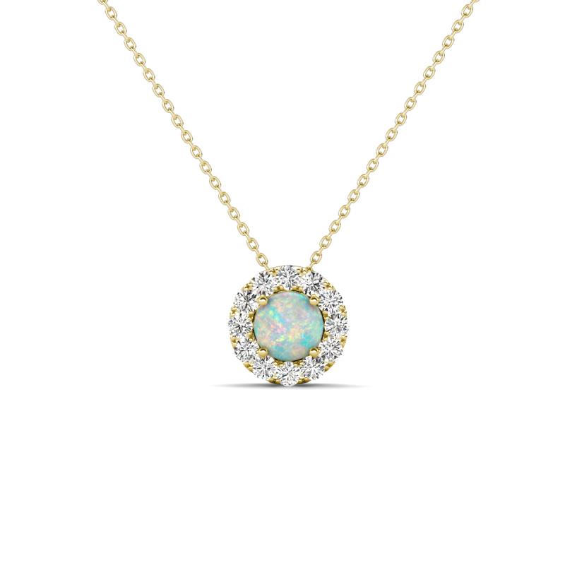 Bernice 0.38 ctw Opal accented Natural Diamonds Halo Pendant 