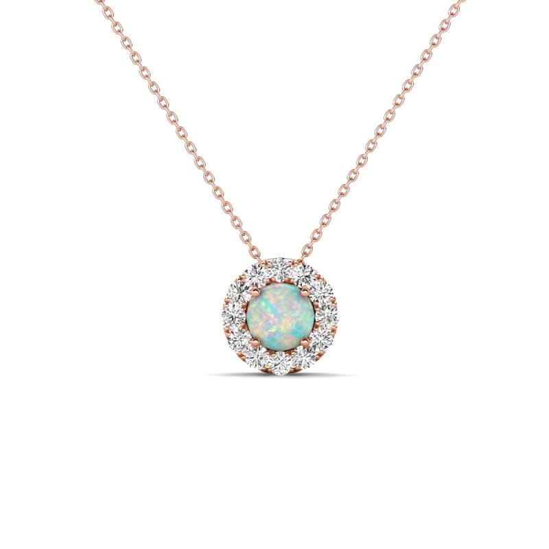 Bernice 0.38 ctw Opal accented Natural Diamonds Halo Pendant 