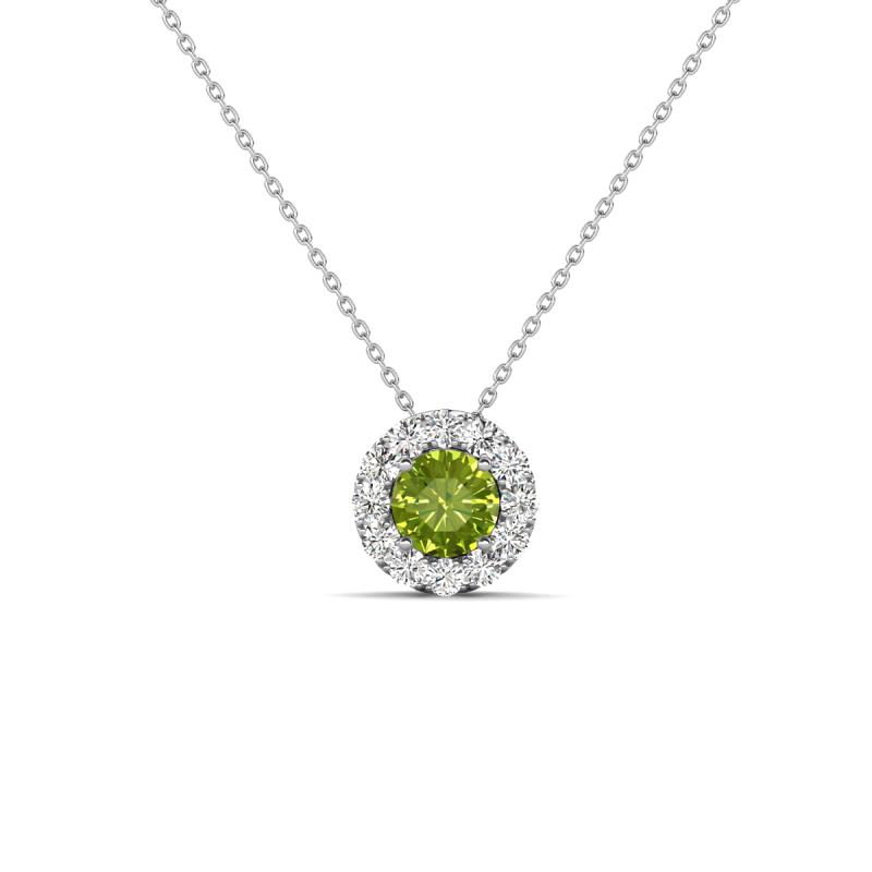 Bernice 0.50 ctw Peridot accented Natural Diamonds Halo Pendant 