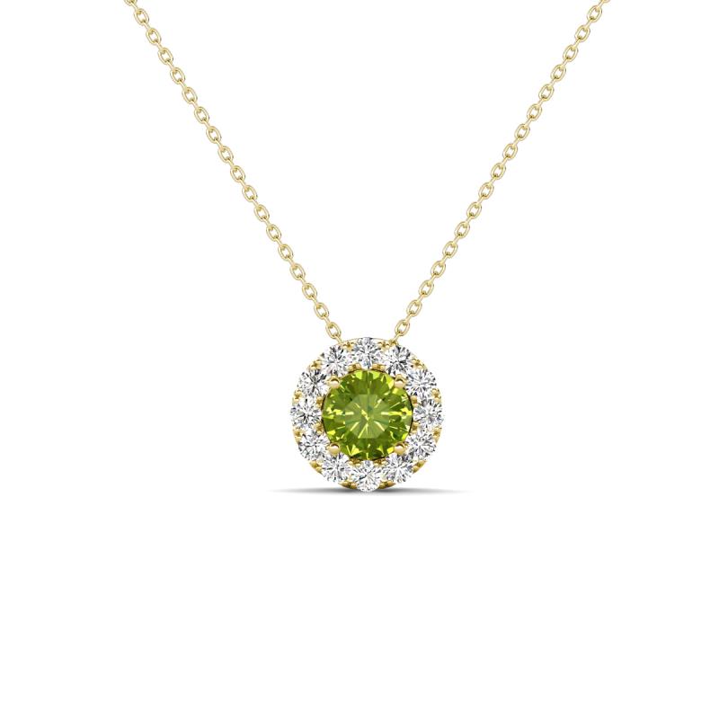 Bernice 0.50 ctw Peridot accented Natural Diamonds Halo Pendant 