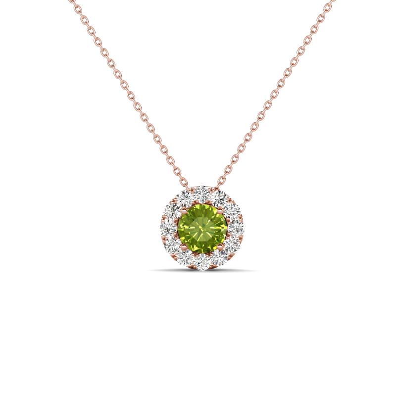 Bernice 0.50 ctw Peridot accented Natural Diamonds Halo Pendant 