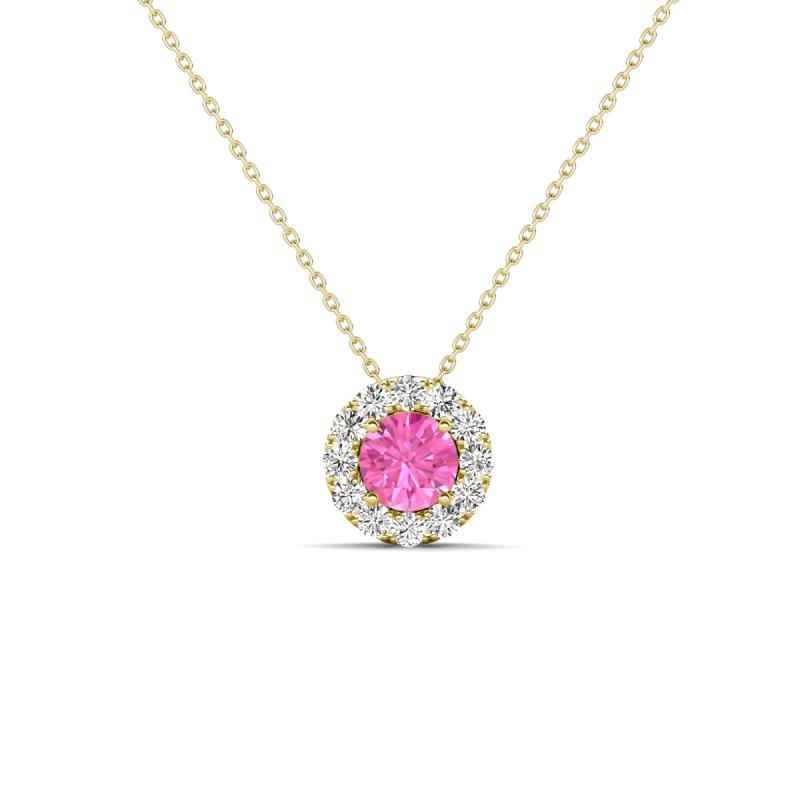 Bernice 0.44 ctw Pink Sapphire accented Natural Diamonds Halo Pendant 