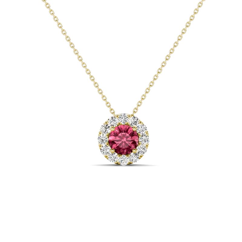 Bernice 0.38 ctw Pink Tourmaline accented Natural Diamonds Halo Pendant 