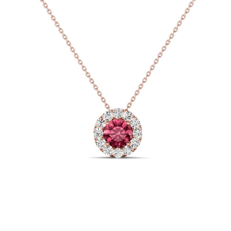 Bernice 0.38 ctw Pink Tourmaline accented Natural Diamonds Halo Pendant 