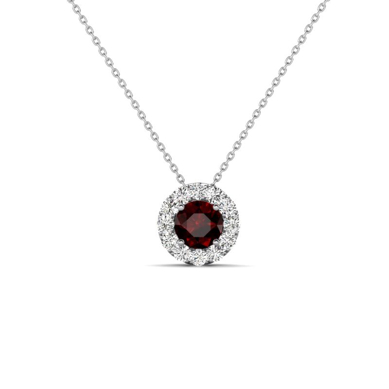 Bernice 0.50 ctw Red Garnet accented Natural Diamonds Halo Pendant 
