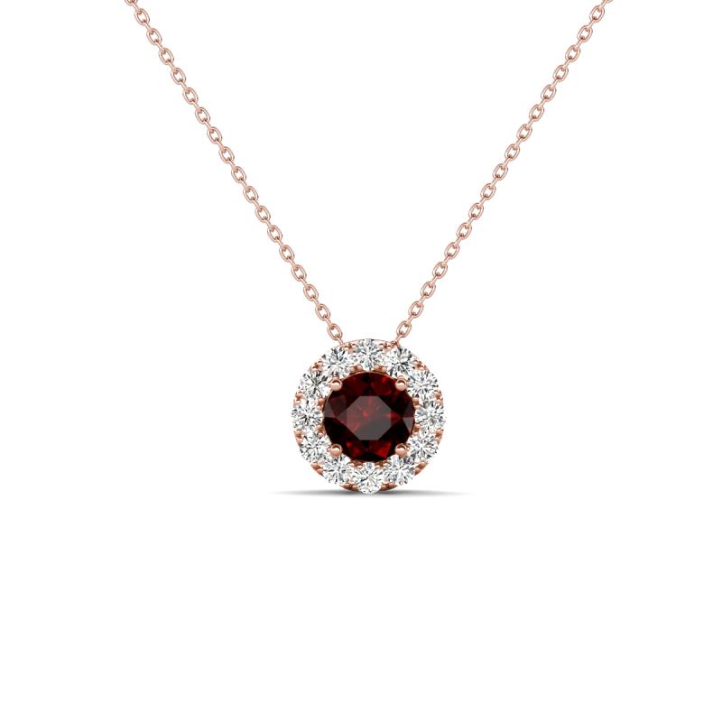Bernice 0.50 ctw Red Garnet accented Natural Diamonds Halo Pendant 