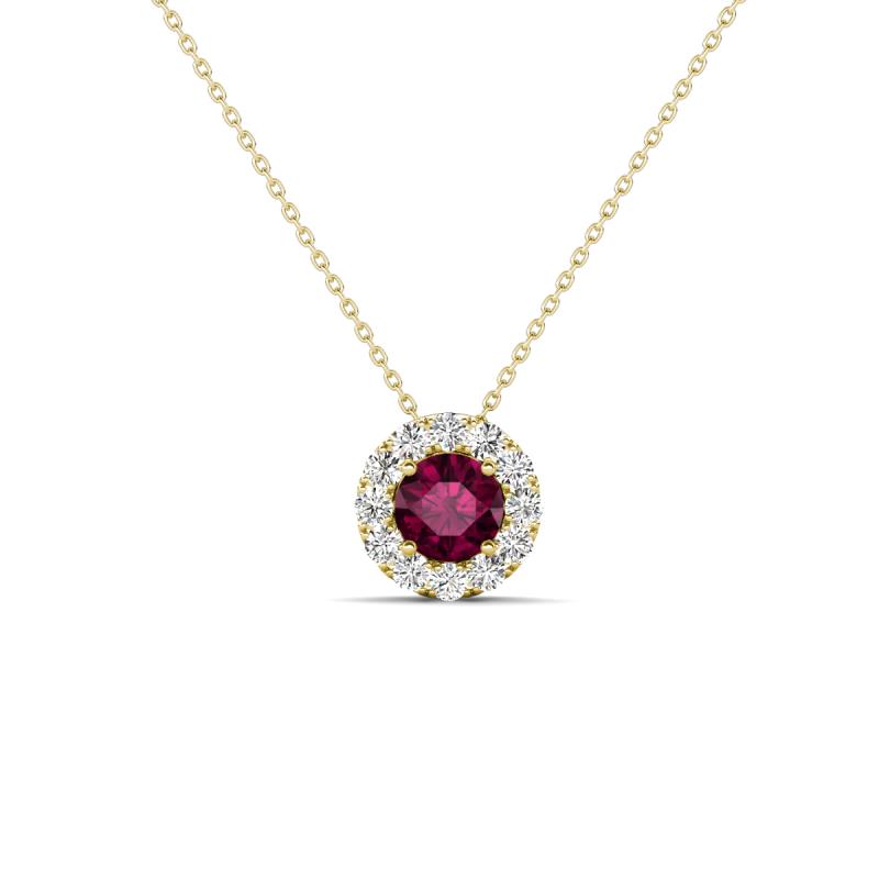 Bernice 0.50 ctw Rhodolite Garnet accented Natural Diamonds Halo Pendant 