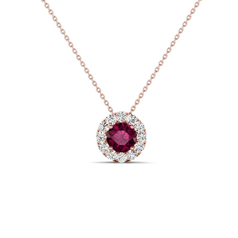 Bernice 0.50 ctw Rhodolite Garnet accented Natural Diamonds Halo Pendant 