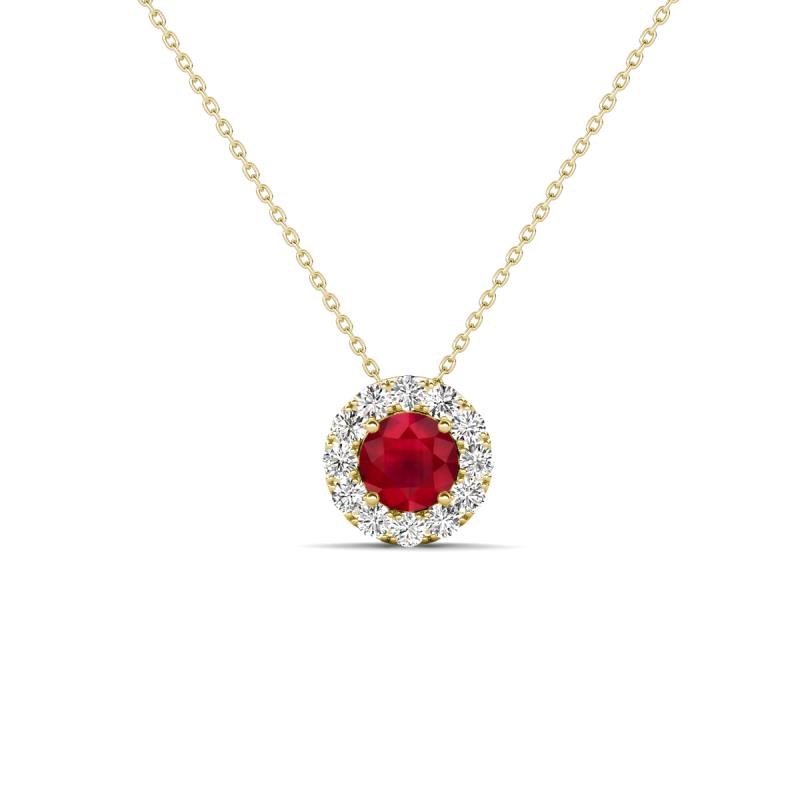 Bernice 0.44 ctw Ruby accented Natural Diamonds Halo Pendant 