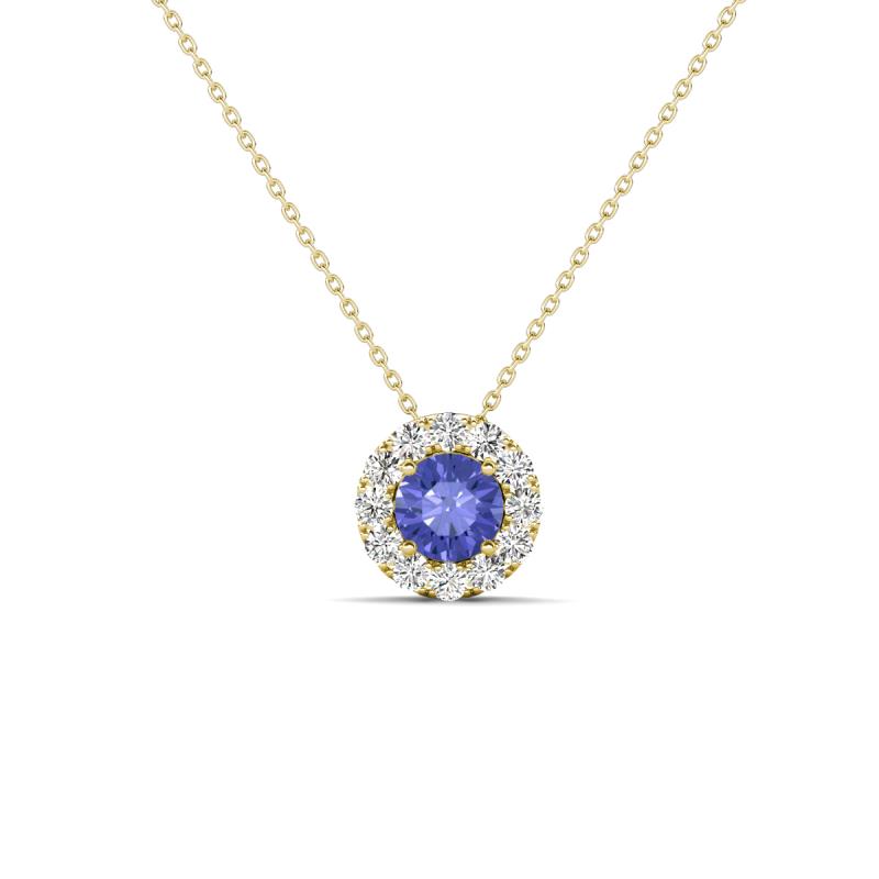 Bernice 0.41 ctw Tanzanite accented Natural Diamonds Halo Pendant 