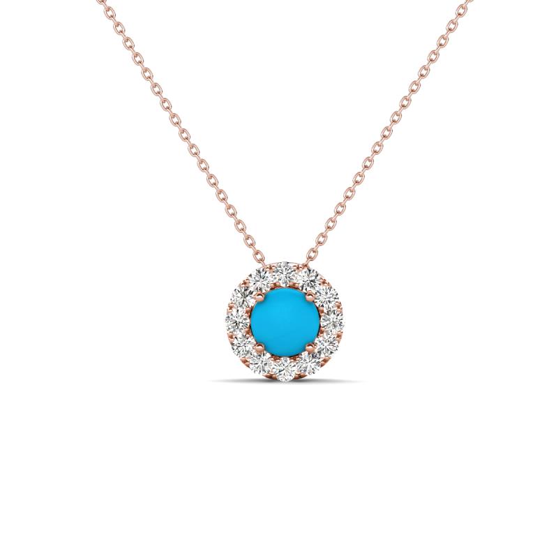Bernice 0.36 ctw Turquoise accented Natural Diamonds Halo Pendant 
