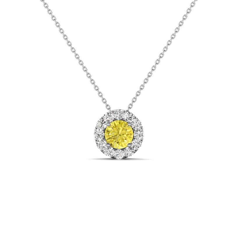 Bernice 0.43 ctw Yellow Diamond accented Natural Diamonds Halo Pendant 