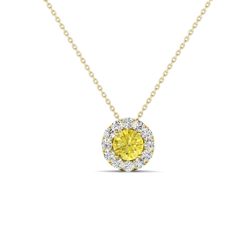 Bernice 0.43 ctw Yellow Diamond accented Natural Diamonds Halo Pendant 