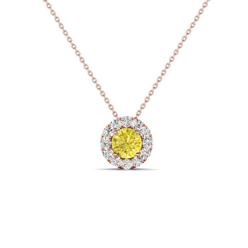 Bernice 0.43 ctw Yellow Diamond accented Natural Diamonds Halo Pendant 