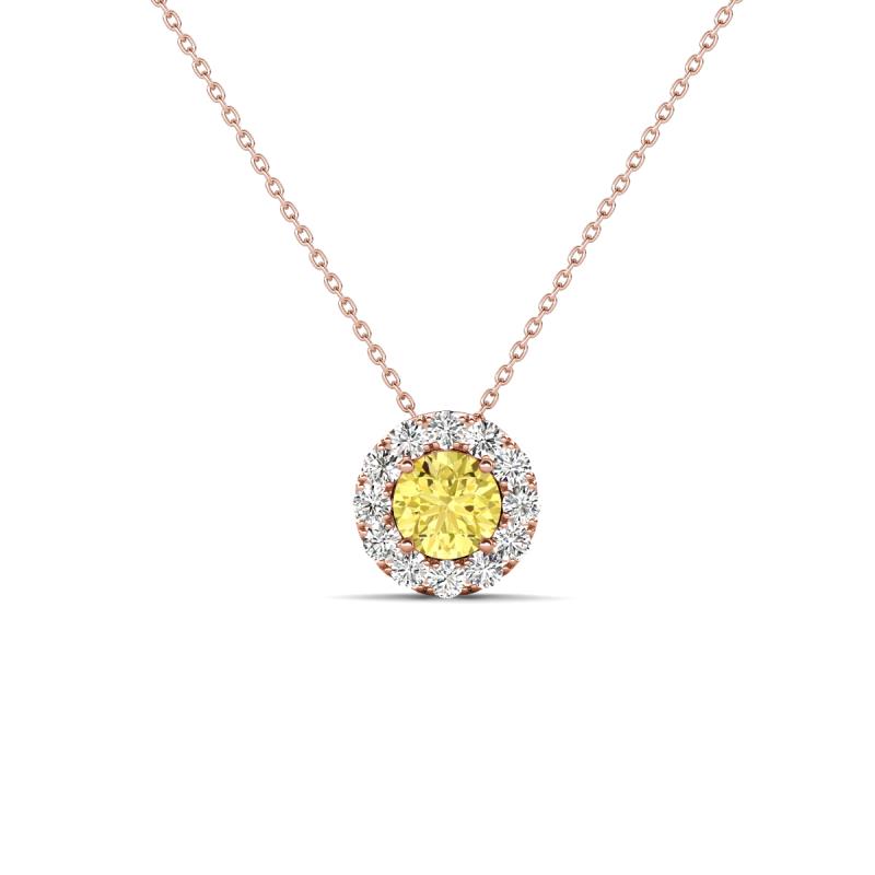 Bernice 0.44 ctw Yellow Sapphire accented Natural Diamonds Halo Pendant 