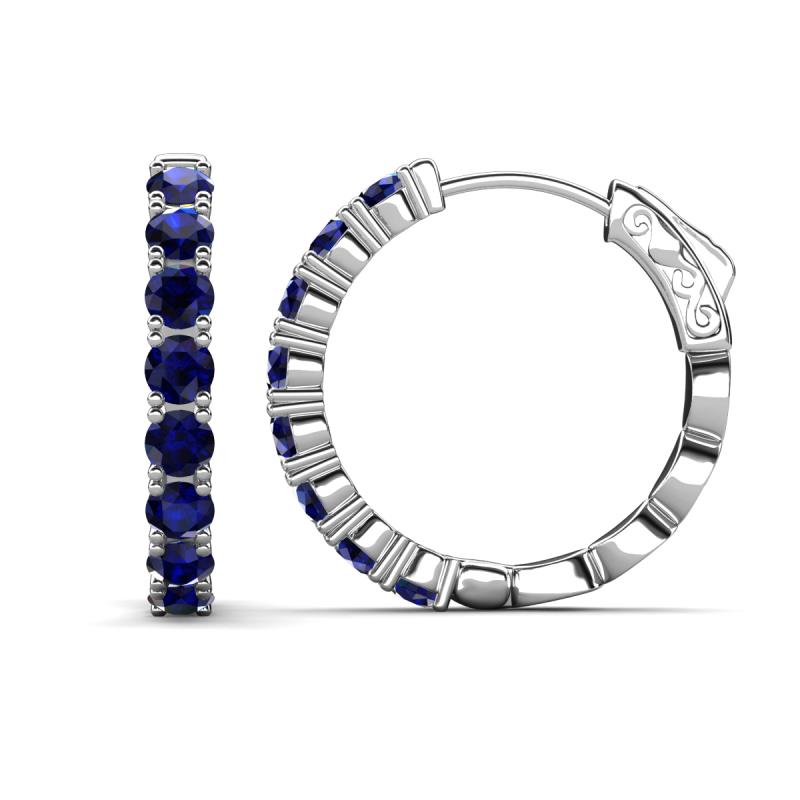 Anna 2.72 ctw Blue Sapphire (3.50 mm) Hoop Earrings 