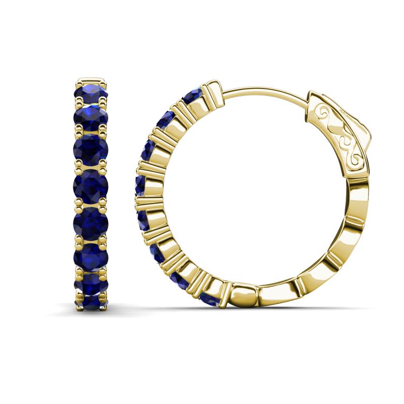 Anna 2.72 ctw Blue Sapphire (3.50 mm) Hoop Earrings 