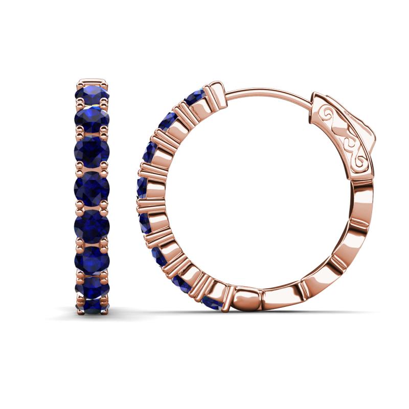 Anna 2.72 ctw Blue Sapphire (3.50 mm) Hoop Earrings 