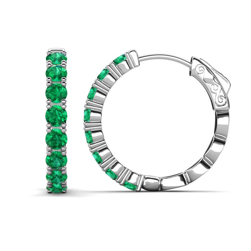 Anna 2.72 ctw Emerald (3.50 mm) Hoop Earrings 