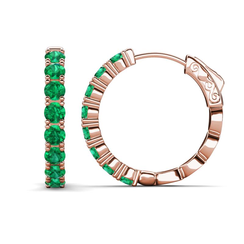 Anna 2.72 ctw Emerald (3.50 mm) Hoop Earrings 