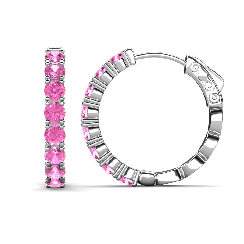 Anna 2.72 ctw Pink Sapphire (3.50 mm) Hoop Earrings 