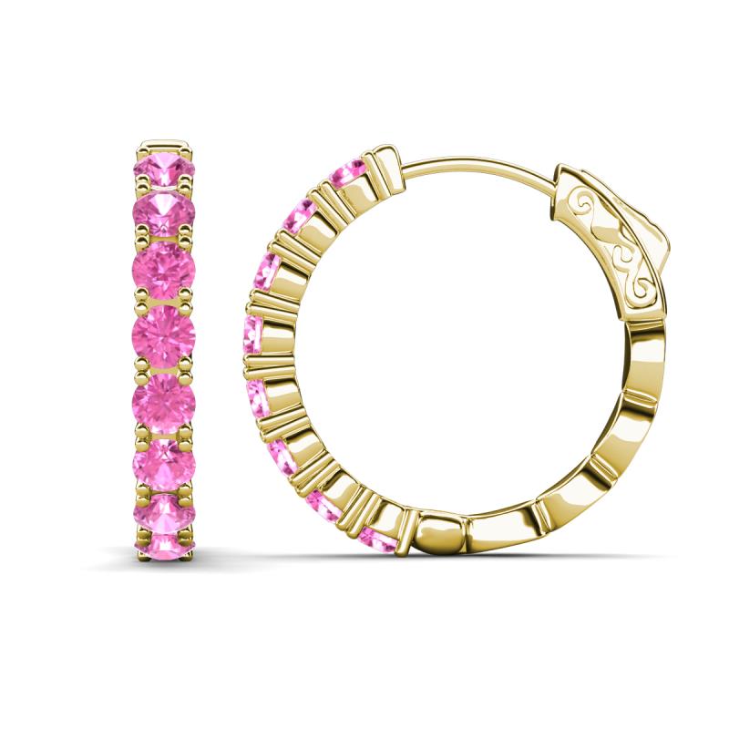 Anna 2.72 ctw Pink Sapphire (3.50 mm) Hoop Earrings 