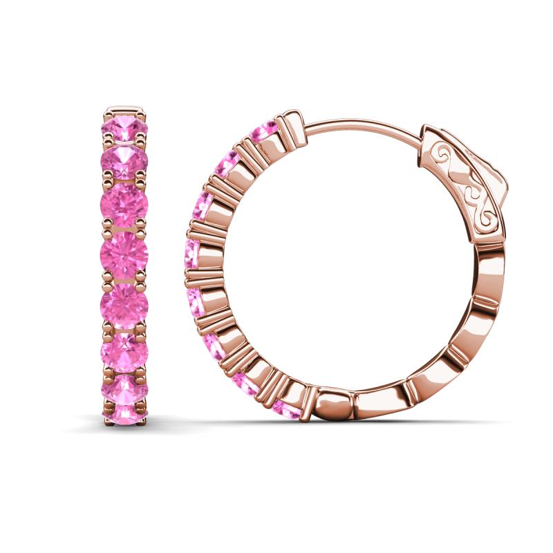 Anna 2.72 ctw Pink Sapphire (3.50 mm) Hoop Earrings 