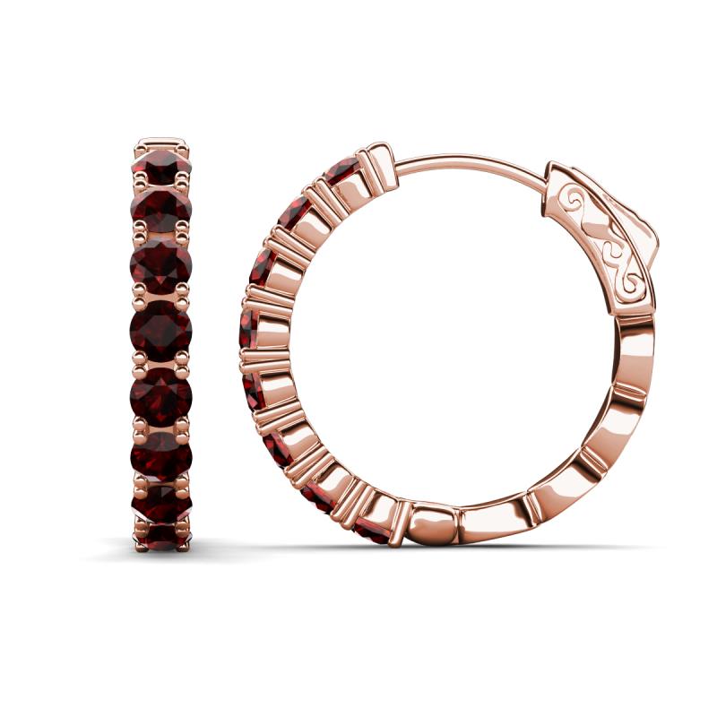 Anna 2.86 ctw Red Garnet (3.50 mm) Hoop Earrings 