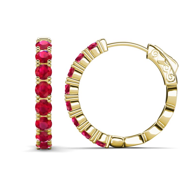 Anna 2.72 ctw Ruby (3.50 mm) Hoop Earrings 