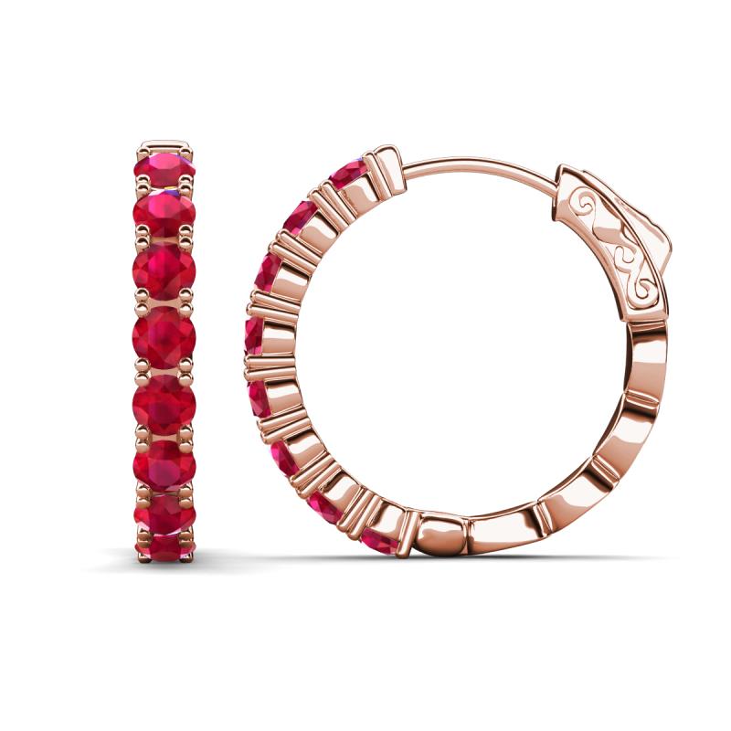 Anna 2.72 ctw Ruby (3.50 mm) Hoop Earrings 