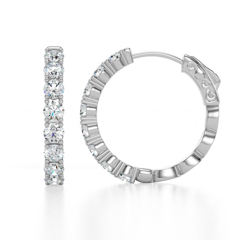 Anna 2.40 ctw Natural Diamonds (3.50 mm) Hoop Earrings 