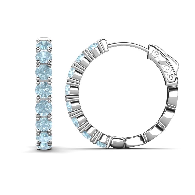 Anna 2.40 ctw Aquamarine (3.50 mm) Hoop Earrings 
