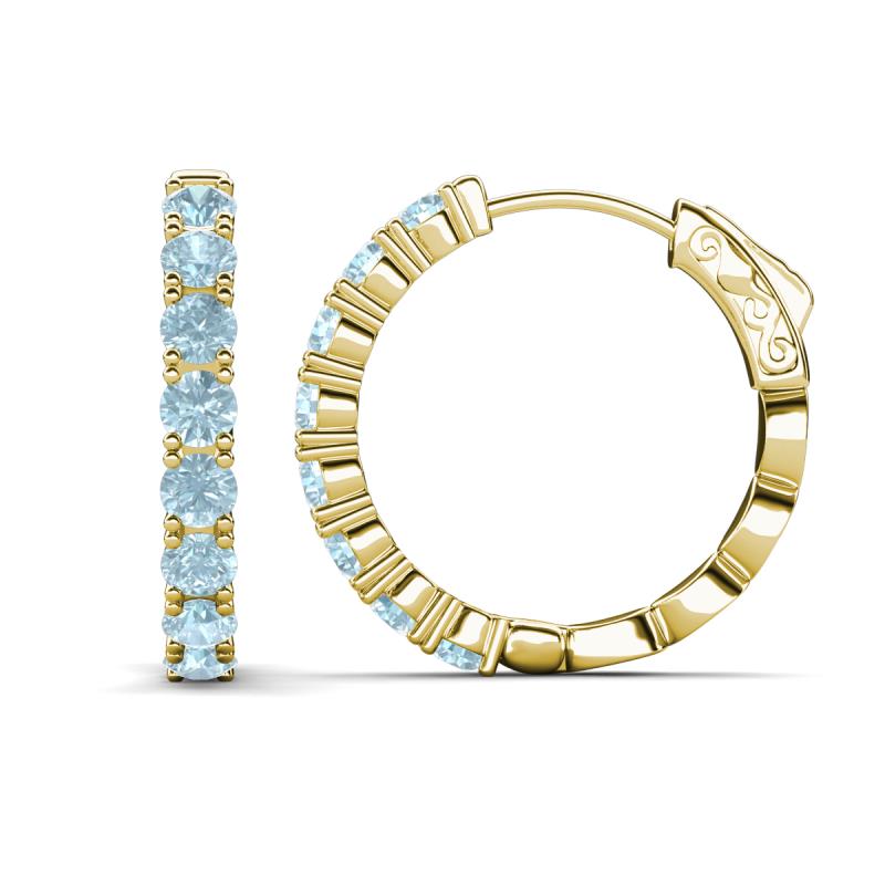 Anna 2.40 ctw Aquamarine (3.50 mm) Hoop Earrings 