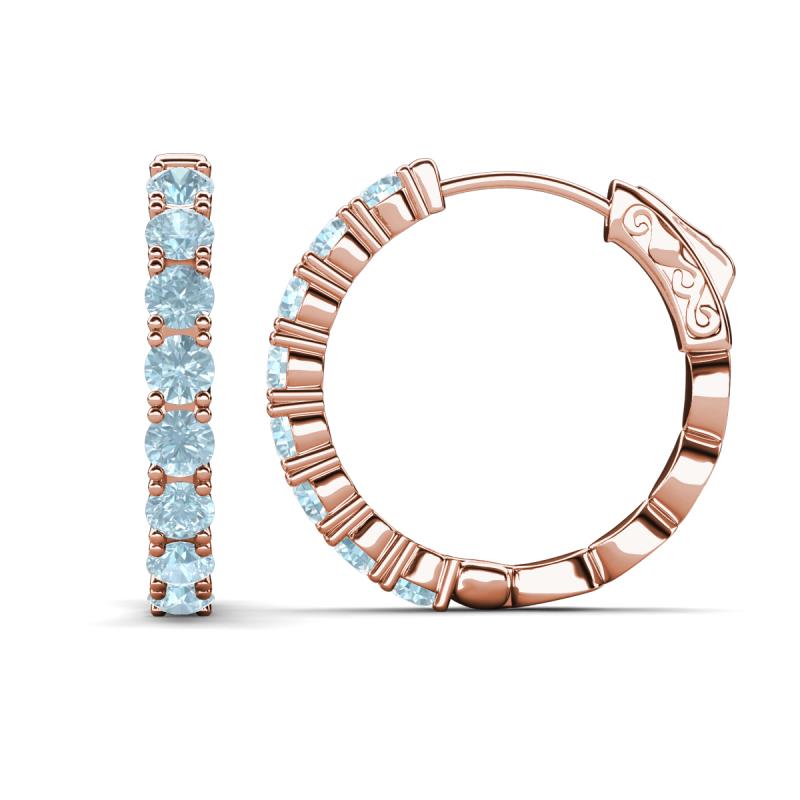 Anna 2.40 ctw Aquamarine (3.50 mm) Hoop Earrings 
