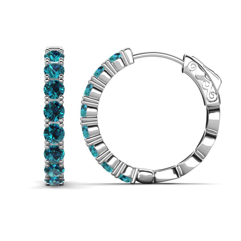 Anna 3.20 ctw Created Blue Diamond (3.50 mm) Hoop Earrings 