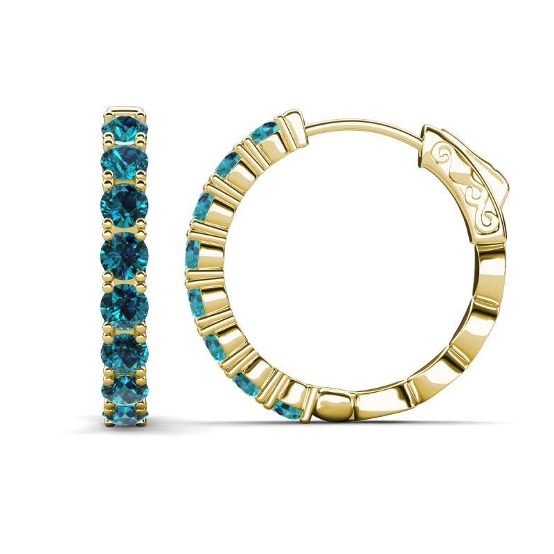 Anna 3.20 ctw Created Blue Diamond (3.50 mm) Hoop Earrings 