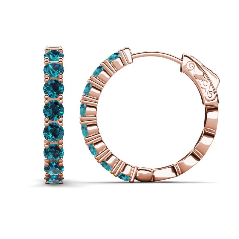 Anna 3.20 ctw Created Blue Diamond (3.50 mm) Hoop Earrings 