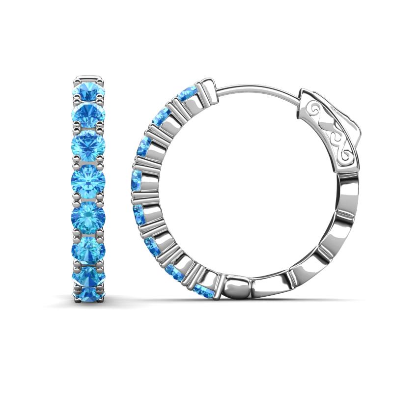 Anna 2.24 ctw Blue Topaz (3.50 mm) Hoop Earrings 