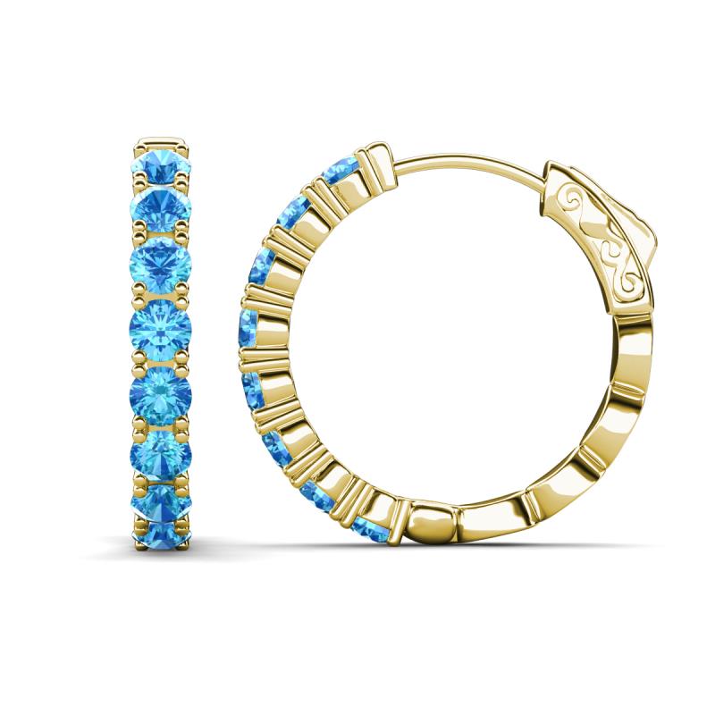 Anna 2.24 ctw Blue Topaz (3.50 mm) Hoop Earrings 