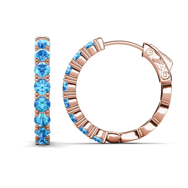 Anna 2.24 ctw Blue Topaz (3.50 mm) Hoop Earrings 