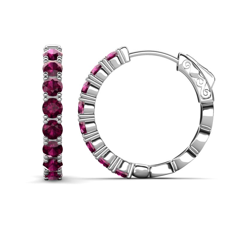 Anna 2.86 ctw Rhodolite Garnet (3.50 mm) Hoop Earrings 