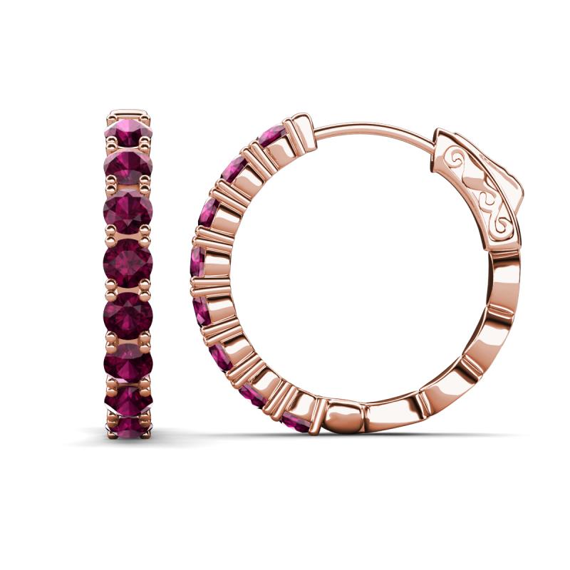 Anna 2.86 ctw Rhodolite Garnet (3.50 mm) Hoop Earrings 