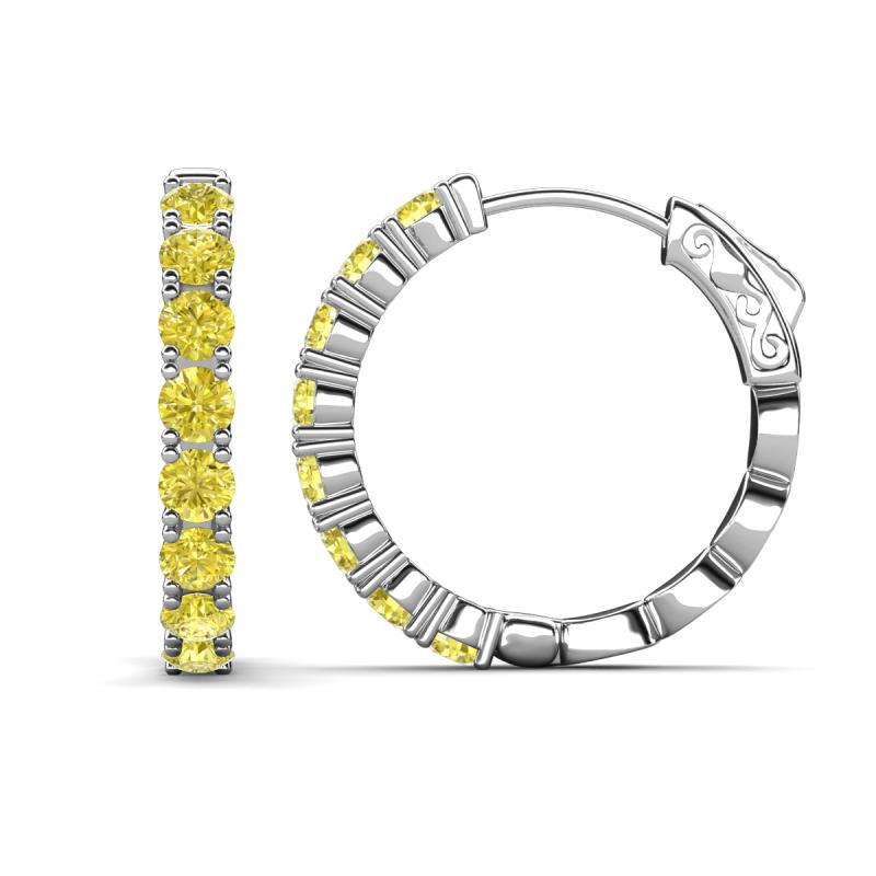 Anna 3.20 ctw Created Yellow Diamond (3.50 mm) Hoop Earrings 