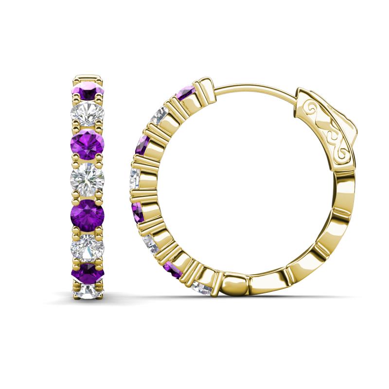 Anna 2.40 ctw Amethyst and Lab Grown Diamonds (3.50 mm) Hoop Earrings 