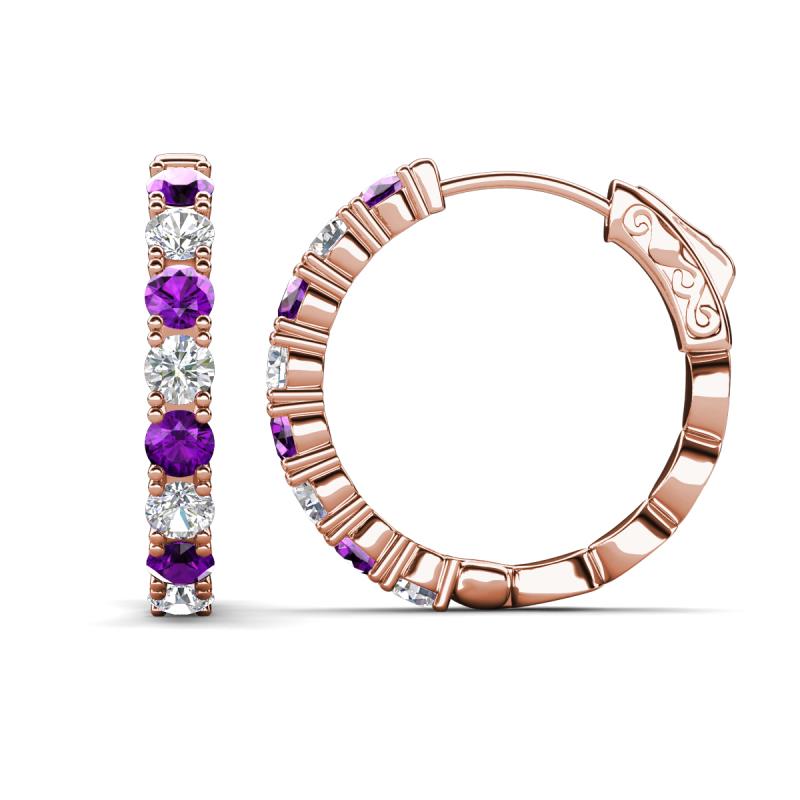 Anna 2.40 ctw Amethyst and Lab Grown Diamonds (3.50 mm) Hoop Earrings 