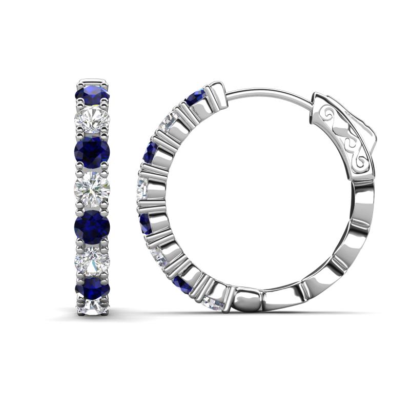 Anna 2.56 ctw Blue Sapphire and Lab Grown Diamonds (3.50 mm) Hoop Earrings 