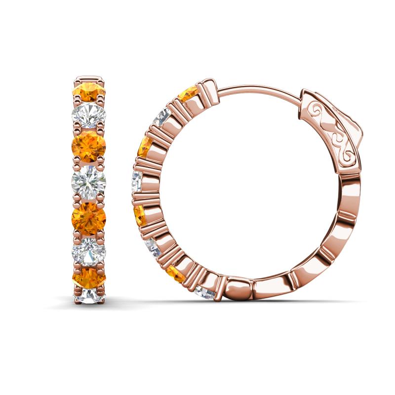 Anna 2.40 ctw Citrine and Lab Grown Diamonds (3.50 mm) Hoop Earrings 